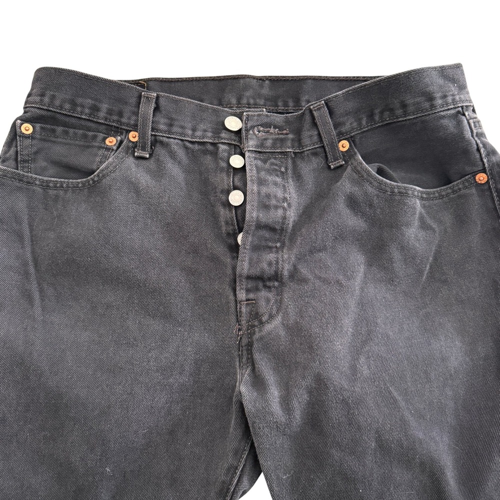 Levis 501 Original Fit Mens Washed Black Straight Leg Button Fly Jeans 34x30 - Picture 5 of 6